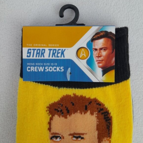 Star Trek Captain Kirk Yellow Mens Crew Socks - Picture 2 of 4